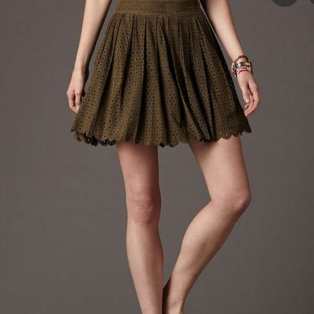 Fossil London 😎Laser Cut Leather Mini Skirt Small